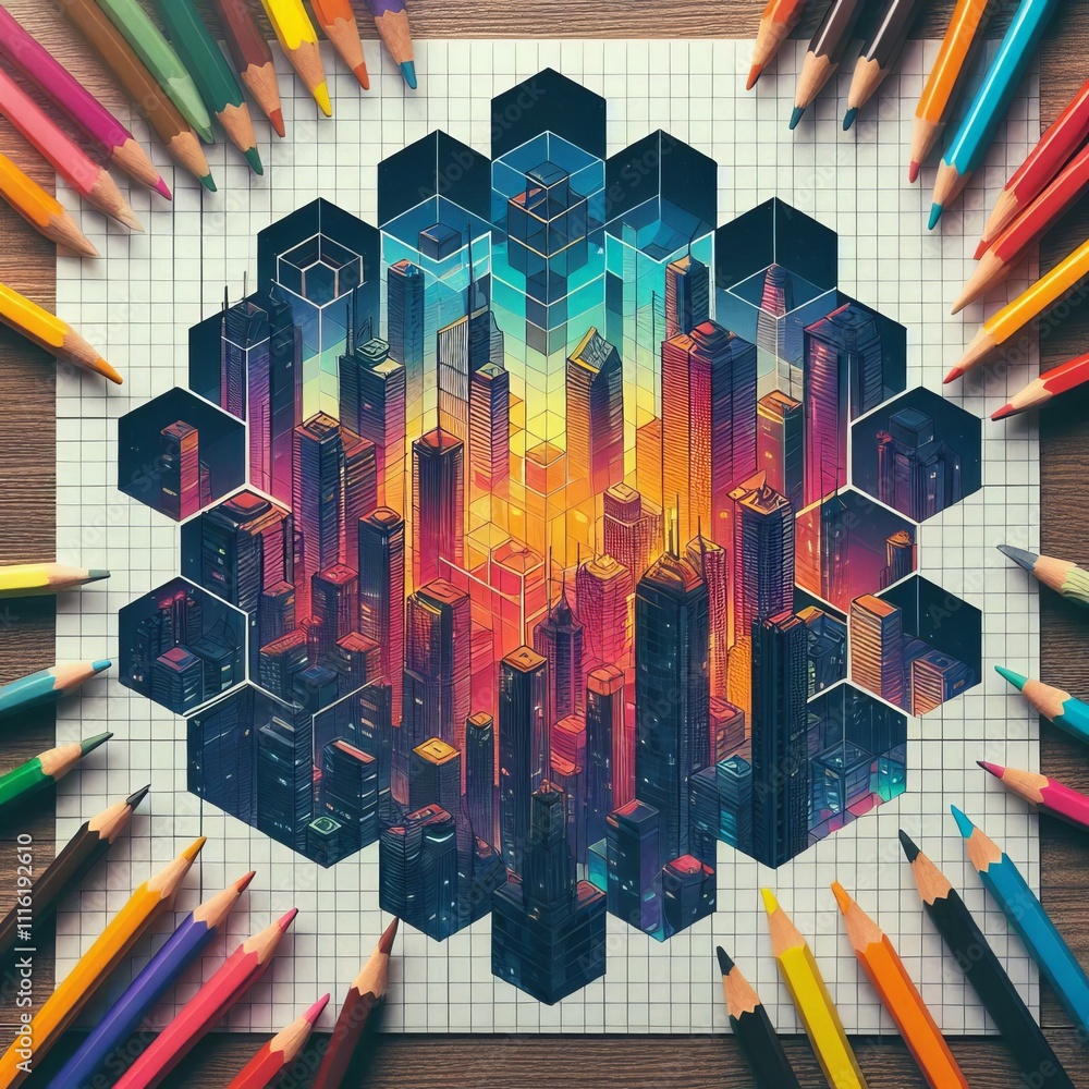 Poster hexagonal grid notes add hexagons to a grid with colors and size