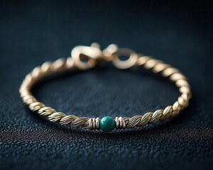 Artistic shot of a bracelet with braided metal and gemstone accents, Braided Jewelry, Sophisticated Design