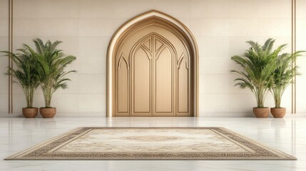 Fototapeta premium Elegant Arabic-style entrance with ornate doors and decorative patterns