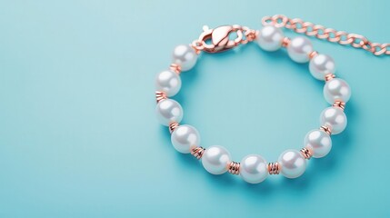 Obraz premium Artistic depiction of a bracelet with baroque pearls and rose gold links, Pearl Bracelet, Classic Charm