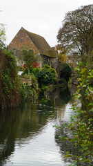 A lake surrounded by houses