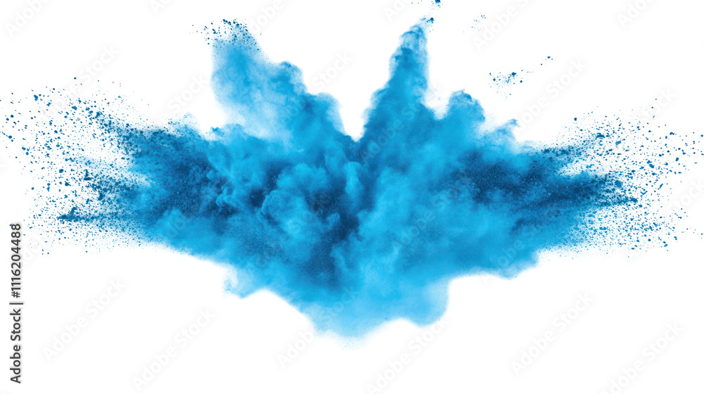 Poster a vibrant blue explosion of powder, creating a dynamic and artistic visual effect.