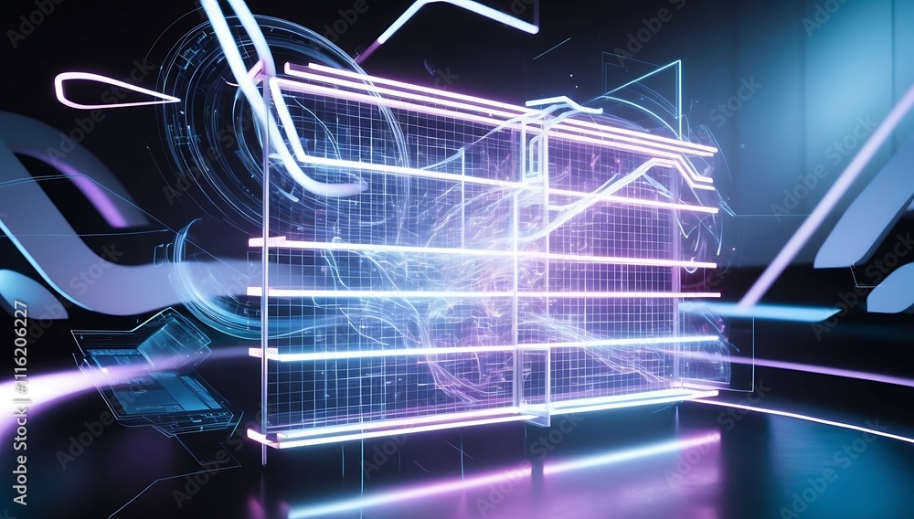 Poster neon grid data visualization