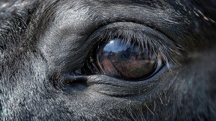 Close-up of a horse's eye. Selective focus