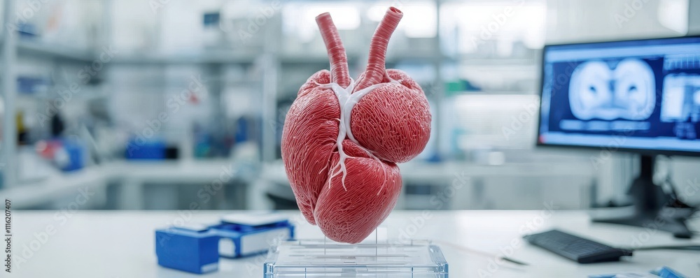 Aufkleber a detailed anatomical model of a heart displayed in a laboratory setting, emphasizing its structure 