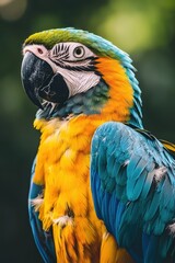 Fototapeta premium Close-up of a colorful parrot. Selective focus