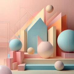 Abstract geometric shapes in pastel colors, background, vector illustration, art, design, 