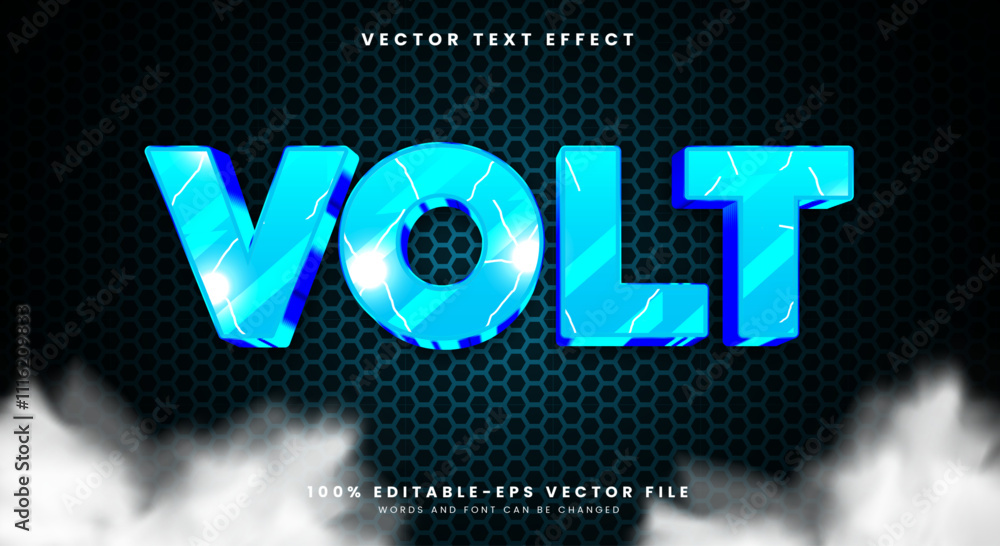 Poster volt thunder flash lightning editable text effect template design