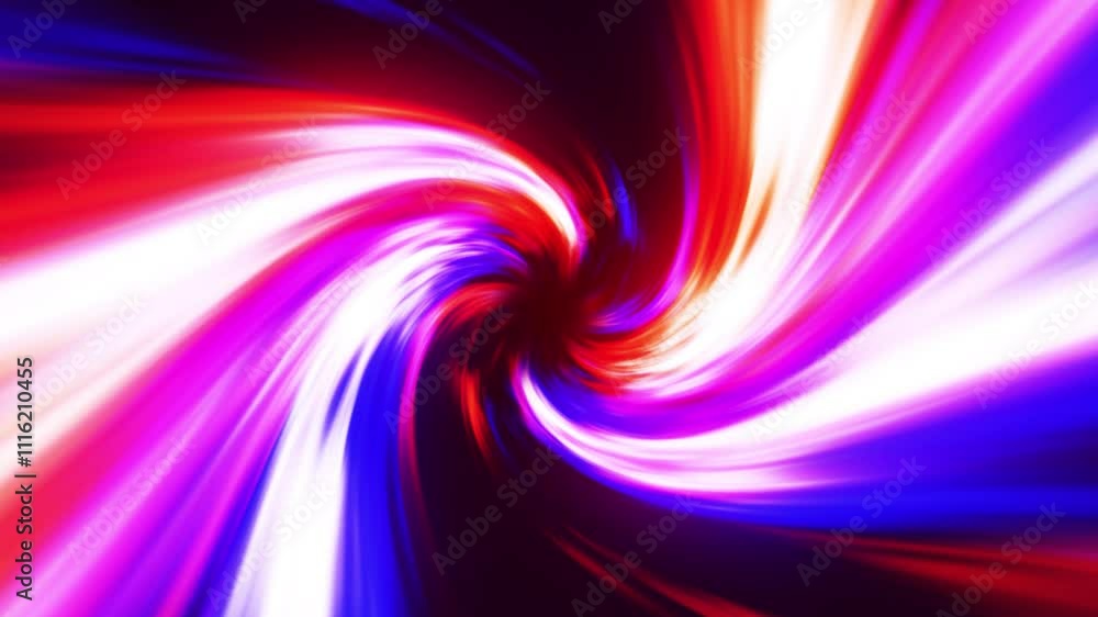 Poster animation of a circular, multi-colored rotating wave. colored lines move in a spiral. neon color of 