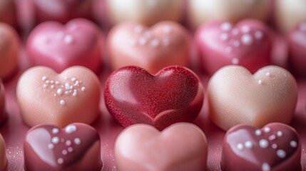 Obraz premium Colorful Chocolate Hearts for Delightful Valentine Celebrations