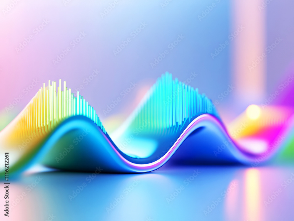 Poster vibrant sound waves with colorful visual representations of audio frequencies and patterns