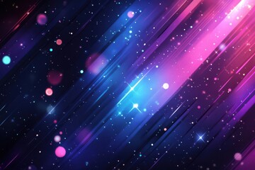Fototapeta premium Abstract blue and purple diagonal lines and glowing light effects background with waves and sparkling stars Vector illustration