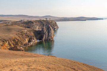 Beautiful view from Shamanka cliff. Khuzhir village, Olkhon island, Irkutsk region, Russia.