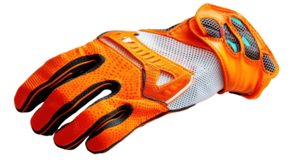 A vibrant orange glove designed for protection and grip, suitable for sports or industrial use.