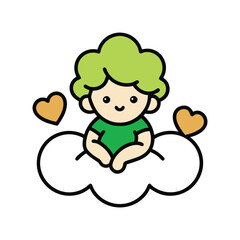 Cherub on Cloud Outline