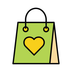 Heart Handle Gift Bag Outline