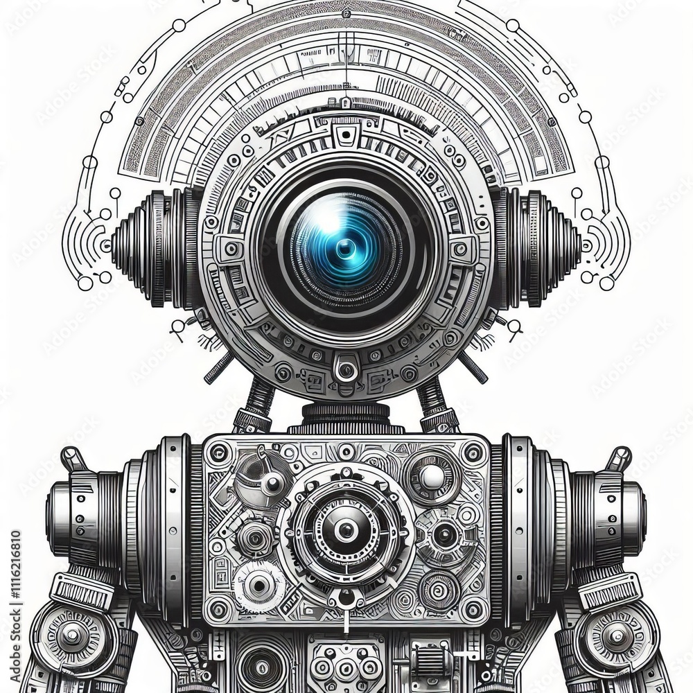 Poster robot sensor an illustration of a robot sensor with a detailed d