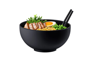 Hot bowl of ramen in Japanese street food style, isolated on transparent background.