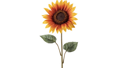 Fototapeta premium A vibrant sunflower with golden petals and green leaves, symbolizing beauty and nature.