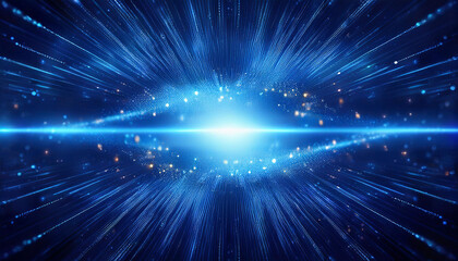 Obraz premium Abstract epic cinematic background. Blue glowing particles surrounded