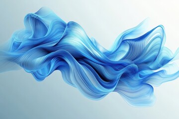 Obraz premium Abstract blue wave lines background and Blue Ethereal smoke waves illustration with copy space on a white backdrop