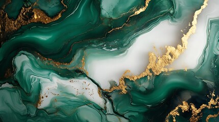 Bold emerald green marble with white and gold streaks, rich and opulent, ideal for luxury decor and fashion backgrounds