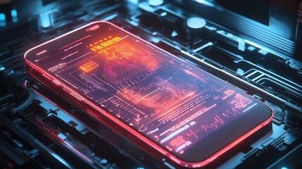 Fototapeta premium A conceptual design of a smartphone screen glowing with medical notifications