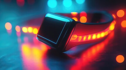 A creative design of wearable health devices glowing on a clean background