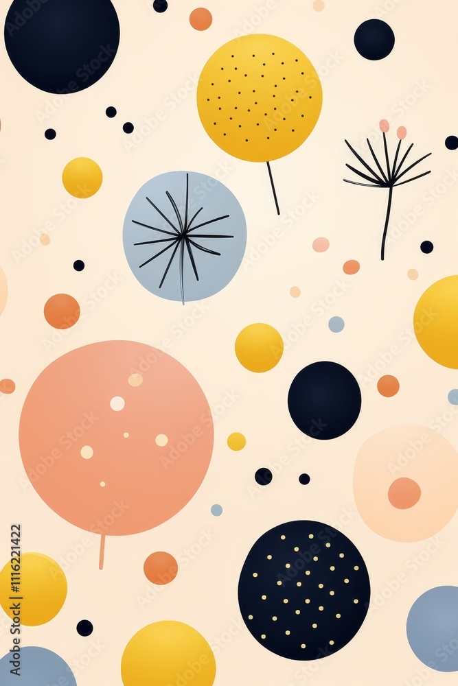 Poster minimalistic pattern design with two color stripes or dots, leaving space for magazine.