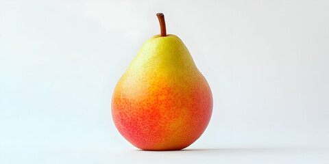 Single Red-Yellow Pear on White Background Photo