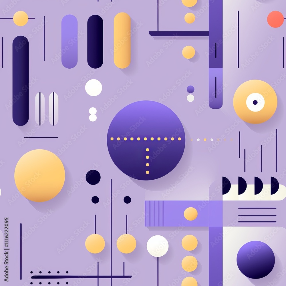 Poster dynamic composition of simple geometric shapes circles and squares in varied shades of one color