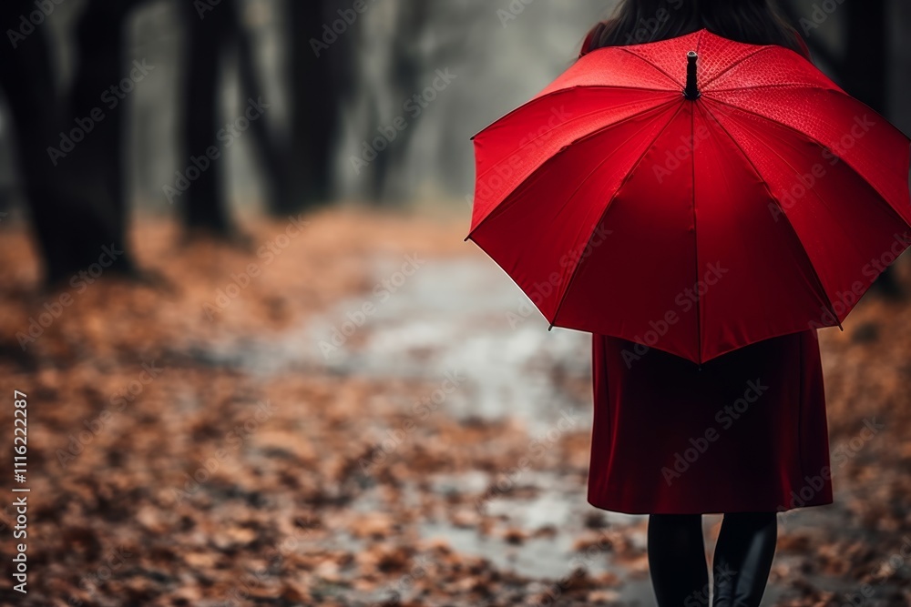 Poster minimalist image featuring upper part of girl with vibrant umbrella and light gradient backdrop