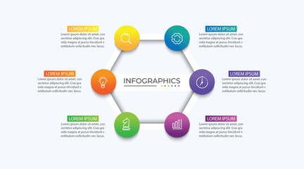 Business infographic template. 6 Step timeline journey. vector illustration