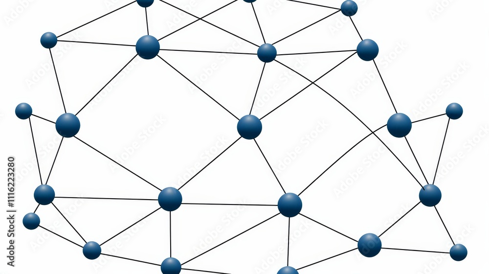Aufkleber abstract network diagram featuring connecting lines and nodes in shades of blue on white background