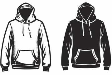 Silhouette Design of a Men's Hoodie with Drawstring Hood and Kangaroo Pocket in a Minimalist Modern Style