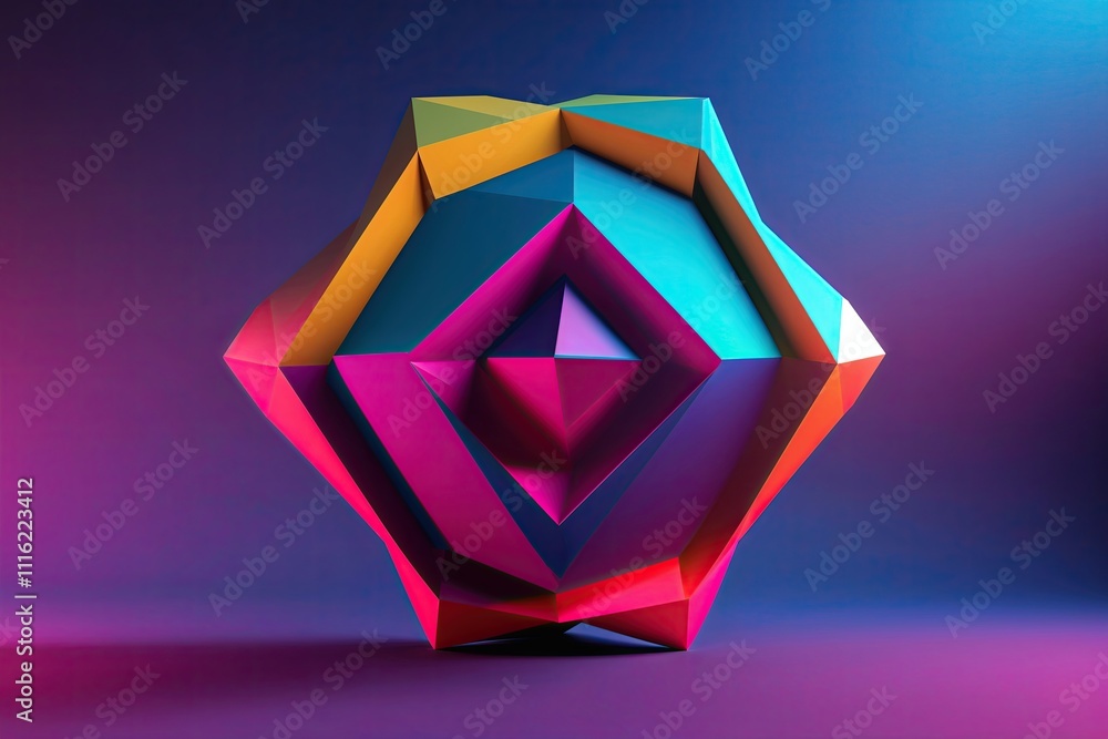 Poster dynamic 3d visualization with vibrant geometric shapes