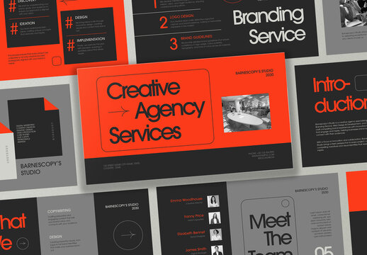 Black Orange Modern Swiss Design Minimalist Creative Agency Services Presentation