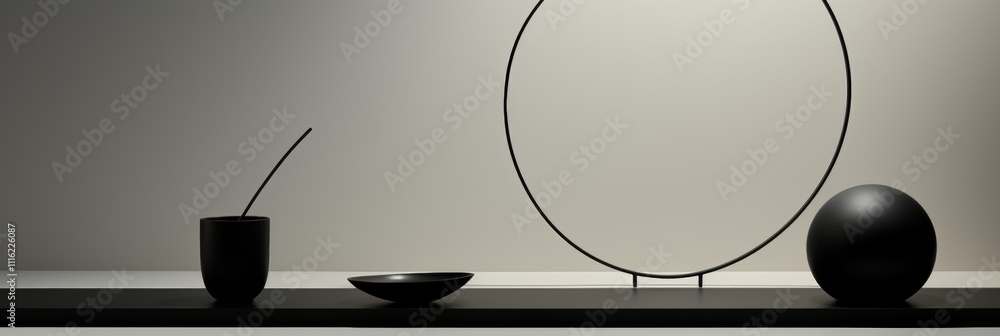 Poster abstract composition of light and shadow featuring varying shades of black with lines and shapes