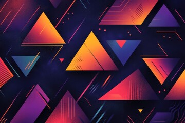 Abstract geometric triangle shape line pattern with dark purple background
