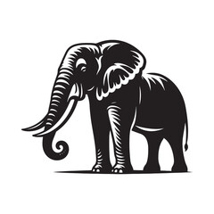 Fototapeta premium Minimalistic elephant silhouette for artistic and print designs - Elephant black vector 