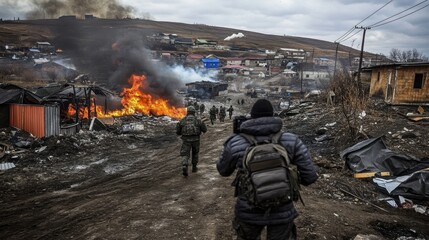 Destruction and Devastation in a War-Torn Settlement
