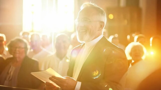 Preacher, pastor, priest in the church, at the sermon in the church