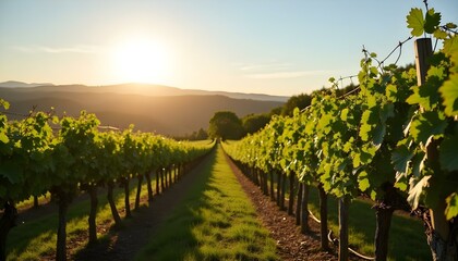 Naklejka premium Viñedo al aire libre en paisaje natural