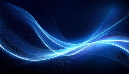 Obraz premium Abstract glowing wave lines on dark blue background