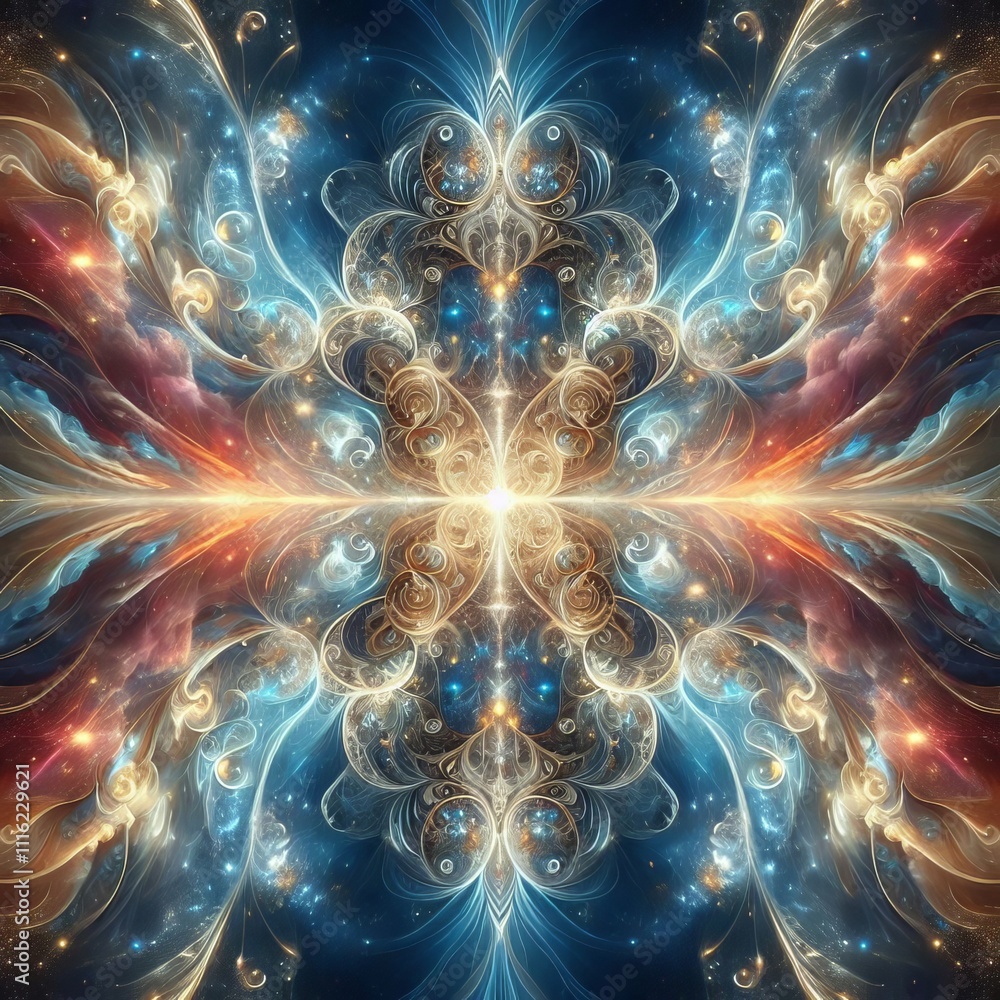 Poster symmetry a perfect mirrored reflection representing balance and