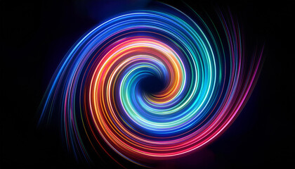 Obraz premium Abstract neon light spiral effect on black