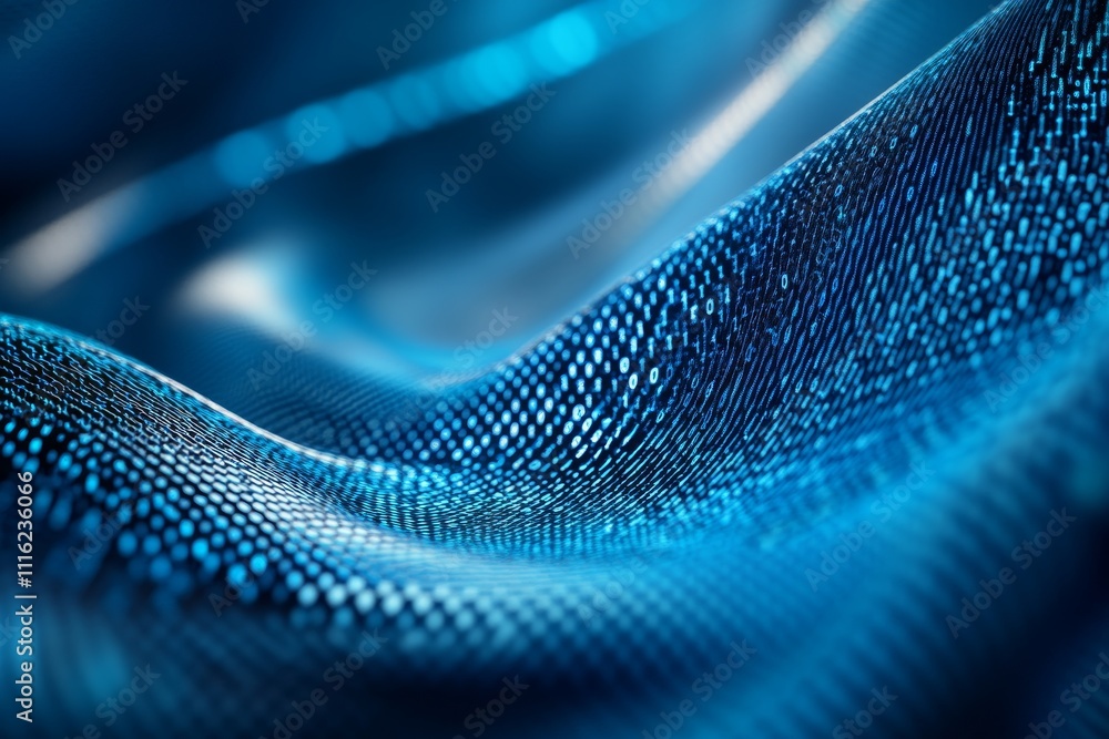 Aufkleber abstract close-up of shimmering fabric with digital texture in shades of blue, evoking a sense of hi