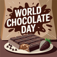 Happy World Chocolate Day, social media post, banner, poster, Vector illustration