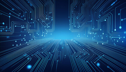 Obraz premium abstract technology illustration Circuit board on dark blue background