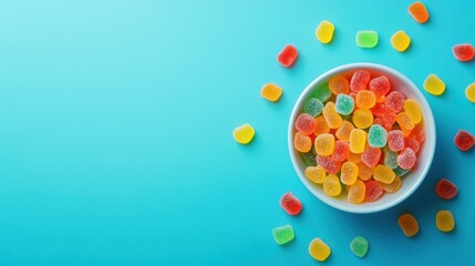 Obraz premium Sweet and Colorful Gummy Candy Delight on Clean Background for Snack Advertisement